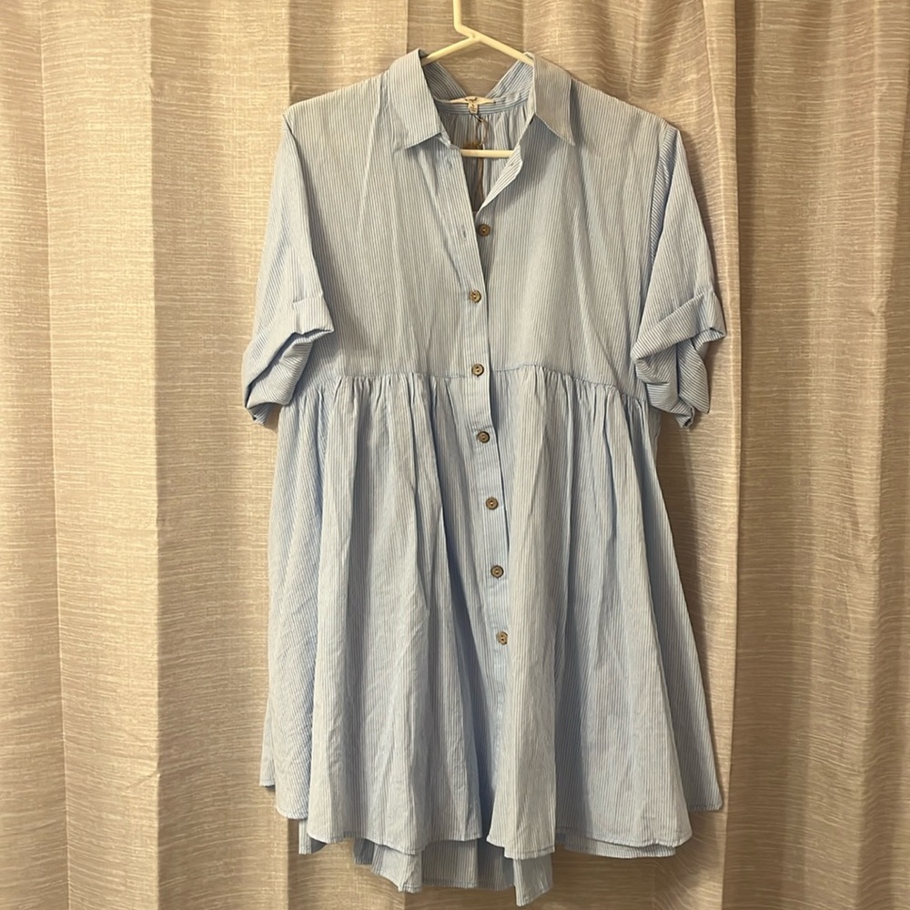 Easel blue and white striped dress